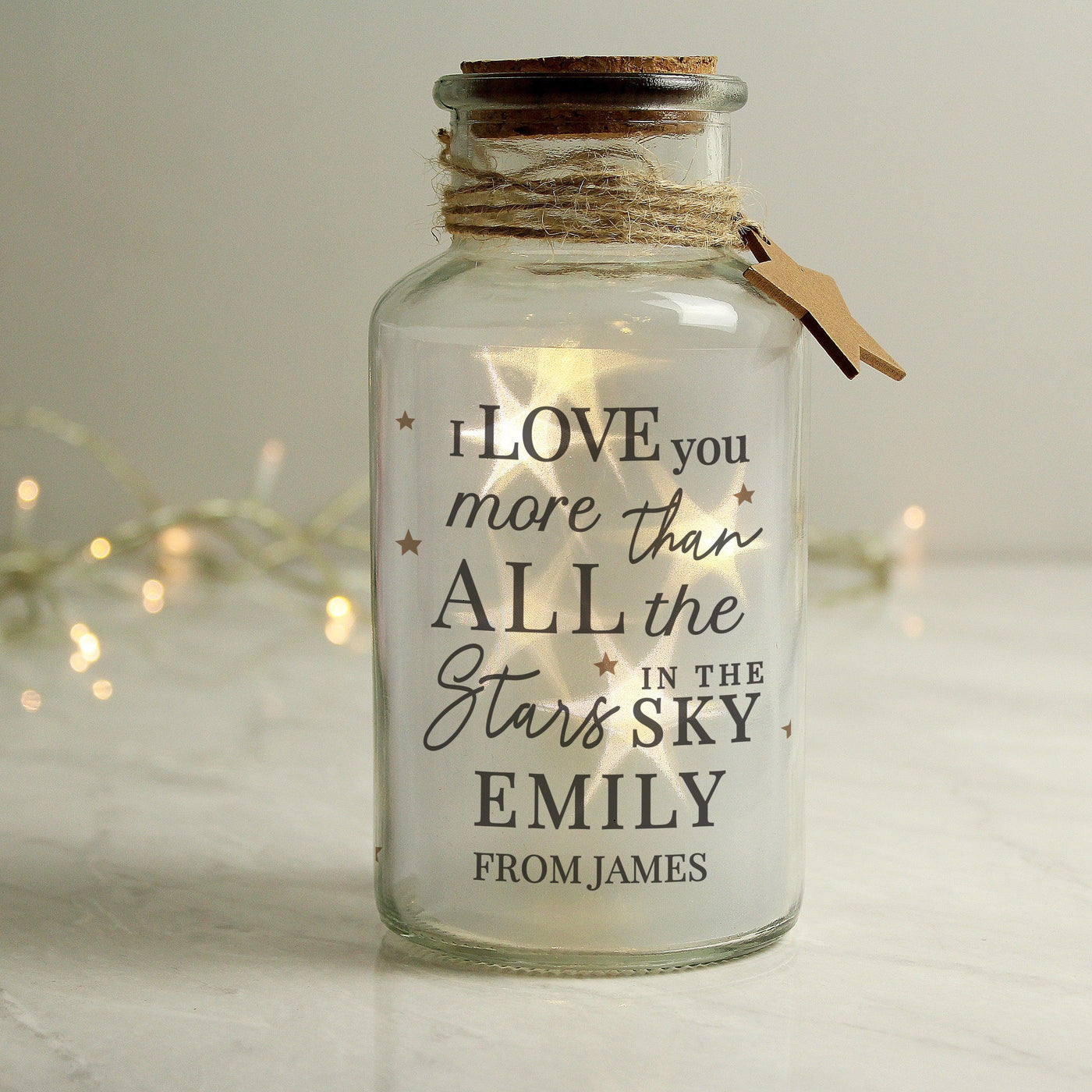 Personalised I Love You More... LED Glass Jar - Shop Personalised Gifts