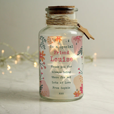 Personalised Floral LED Glass Jar - Shop Personalised Gifts