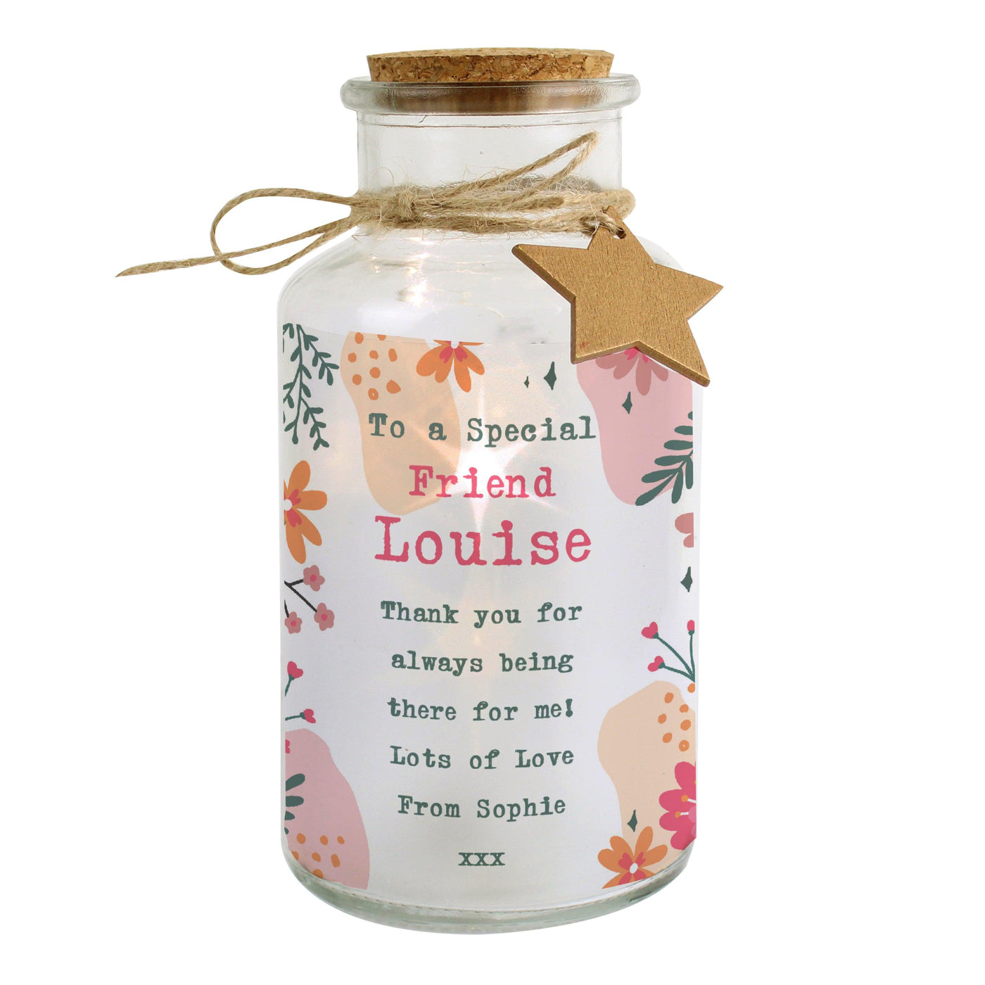 Personalised Floral LED Glass Jar - Shop Personalised Gifts