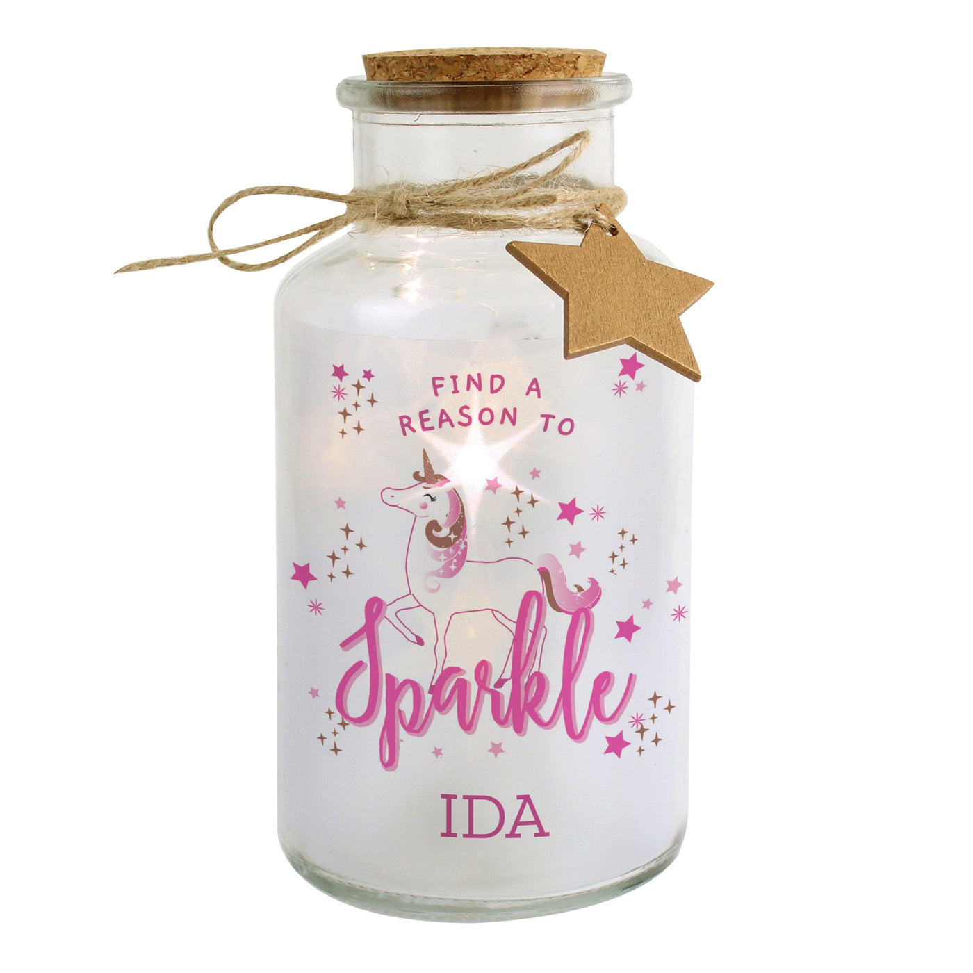 Personalised Unicorn LED Glass Jar - Shop Personalised Gifts