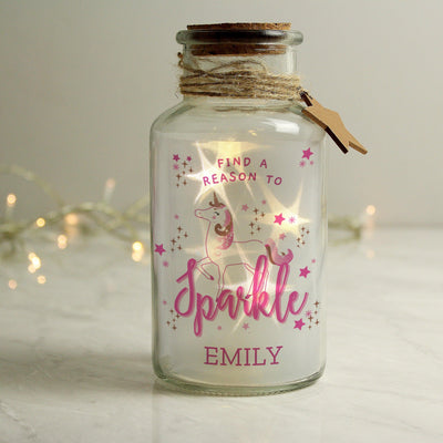 Personalised Unicorn LED Glass Jar - Shop Personalised Gifts