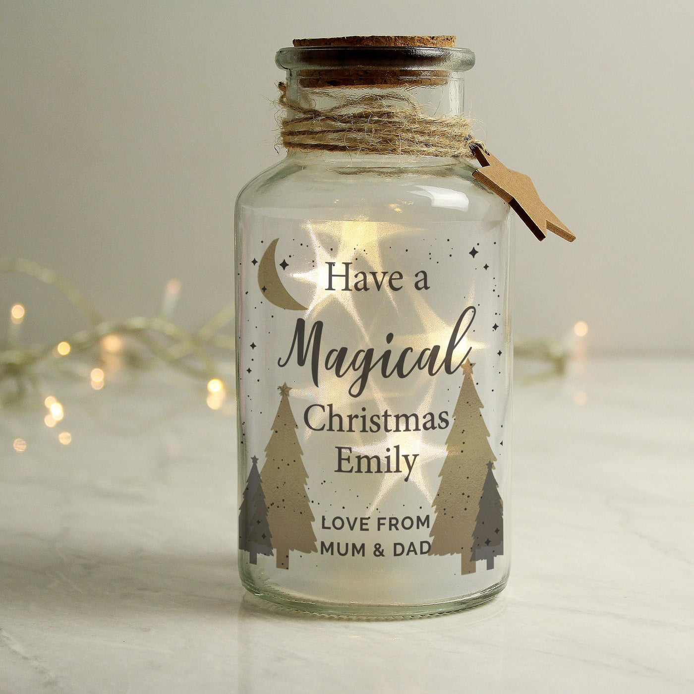 Personalised Christmas Tree LED Glass Jar - Shop Personalised Gifts