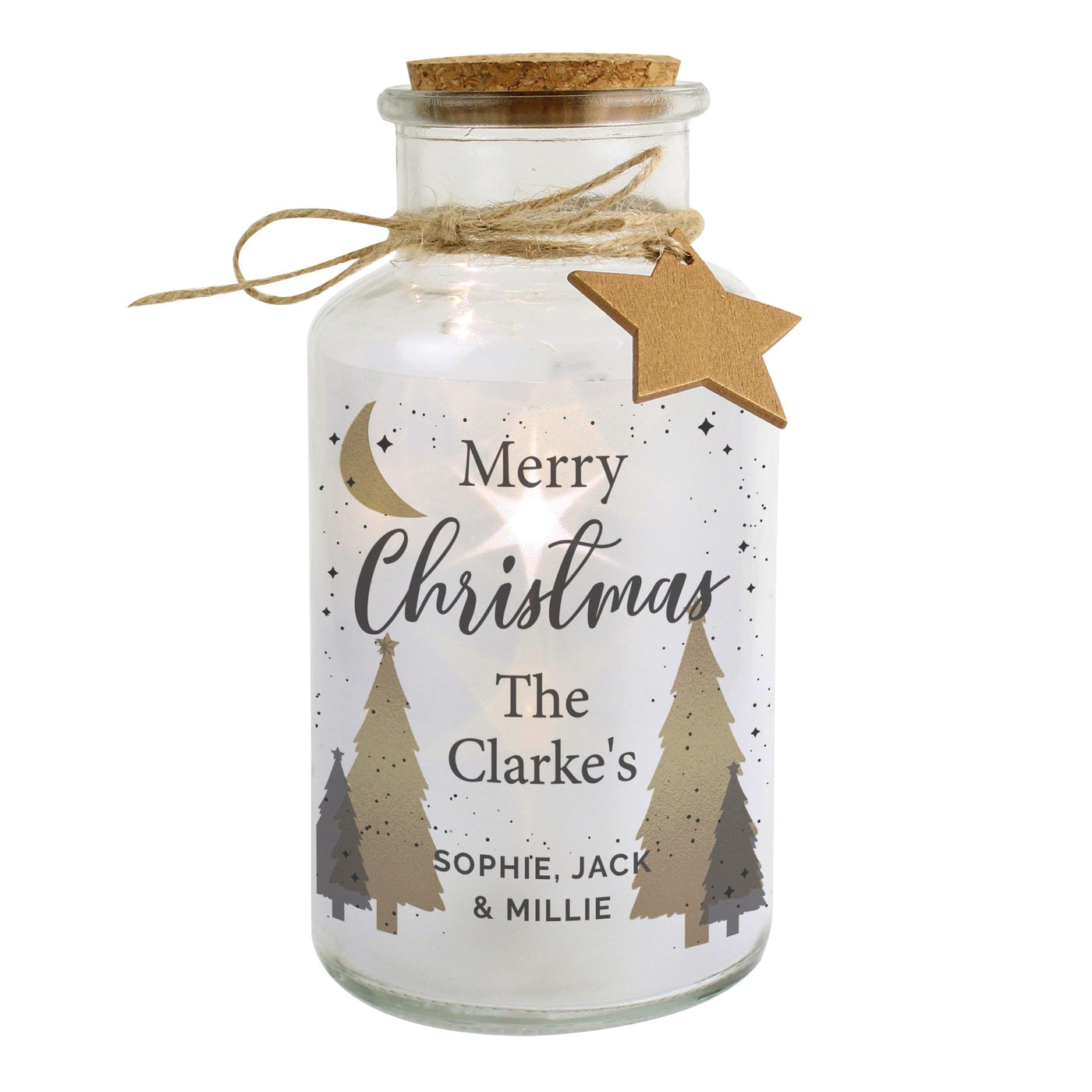 Personalised Christmas Tree LED Glass Jar - Shop Personalised Gifts