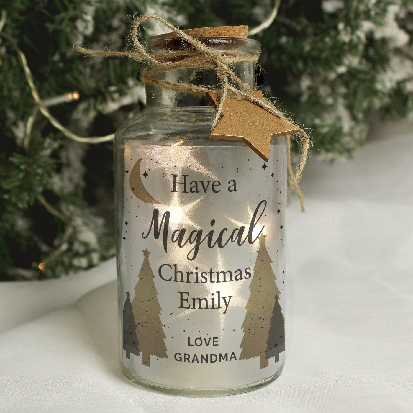 Personalised Christmas Tree LED Glass Jar - Shop Personalised Gifts