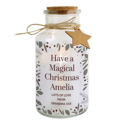 Personalised Festive Christmas LED Glass Jar - Shop Personalised Gifts