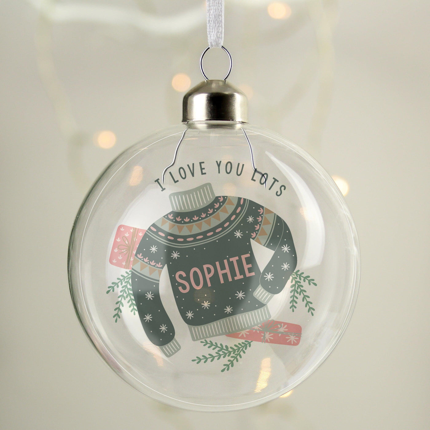 Personalised Cosy Christmas Glass Bauble - Shop Personalised Gifts