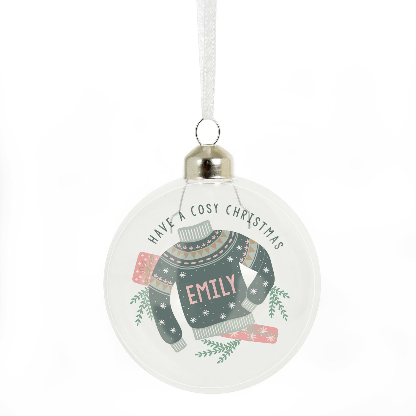 Personalised Cosy Christmas Glass Bauble - Shop Personalised Gifts