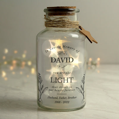 Personalised In Loving Memory LED Glass Jar