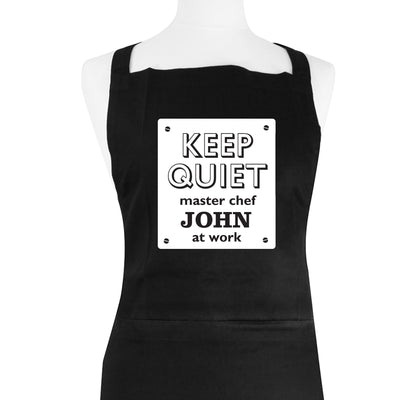 Personalised Keep Quiet Black Apron - Shop Personalised Gifts