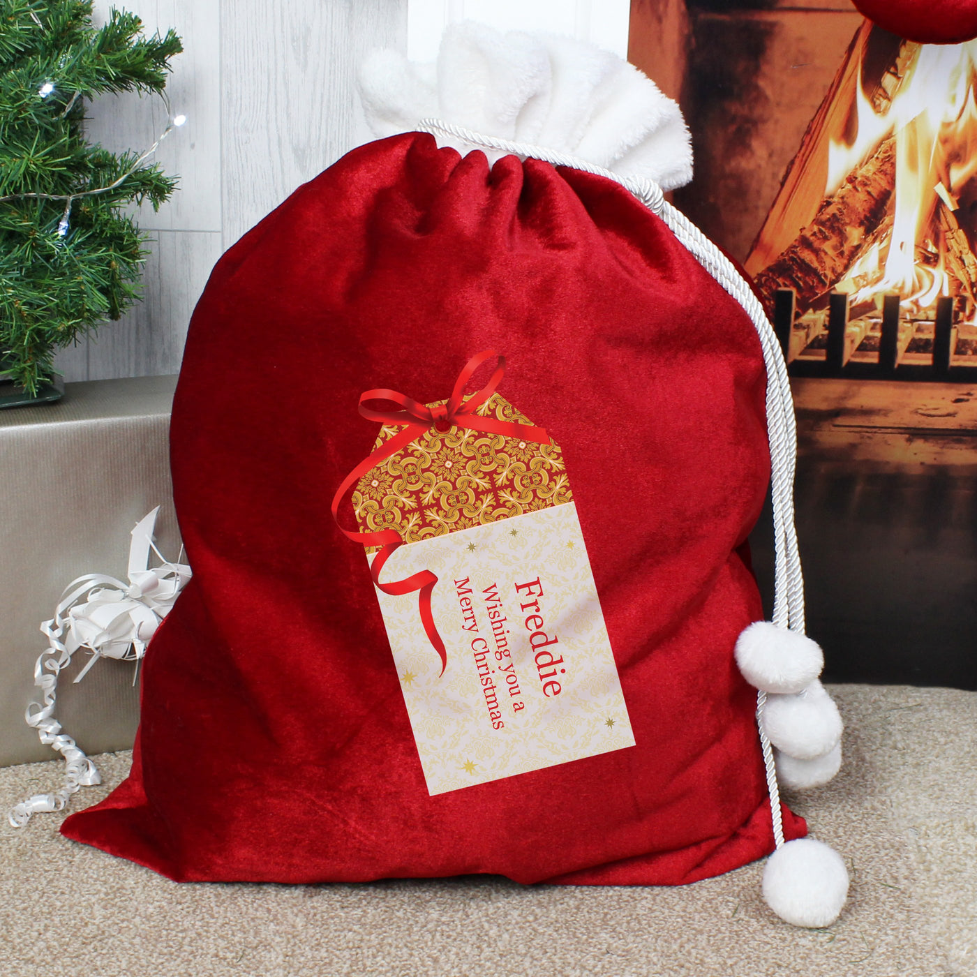 Personalised Gift Tag Luxury Pom Pom Christmas Sack - Shop Personalised Gifts