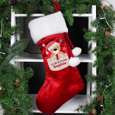 Personalised Pocket Teddy My 1st Christmas Luxury Stocking - Shop Personalised Gifts