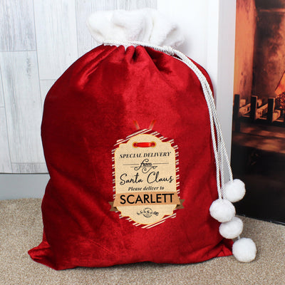 Personalised Special Delivery Luxury Pom Pom Sack for Christmas - Shop Personalised Gifts