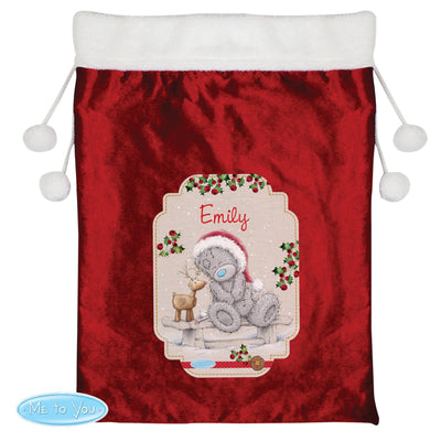 Personalised Me to You Reindeer Luxury Pom Pom Sack for Christmas - Shop Personalised Gifts