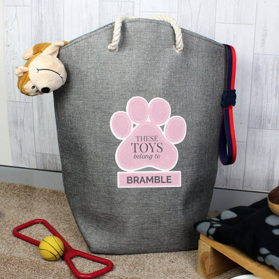 Personalised Pink Paw Print Storage Bag - Shop Personalised Gifts