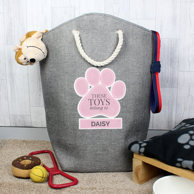 Personalised Pink Paw Print Storage Bag - Shop Personalised Gifts