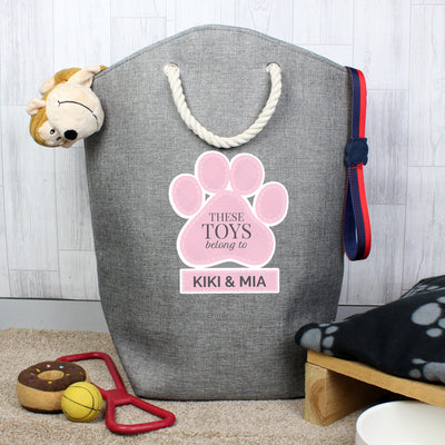 Personalised Pink Paw Print Storage Bag - Shop Personalised Gifts