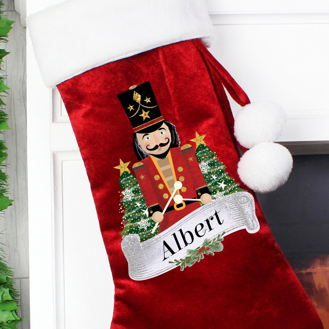Personalised Red Nutcracker Stocking for Christmas - Shop Personalised Gifts
