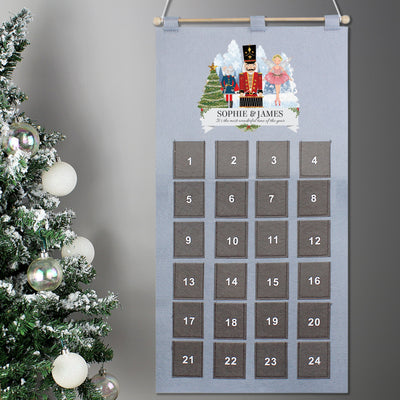 Personalised Felt Nutcracker Advent Calendar In Silver Grey - Shop Personalised Gifts