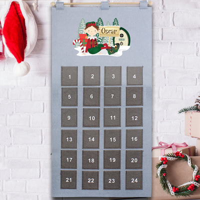 Personalised Felt Elf Advent Calendar In Silver Grey - Shop Personalised Gifts