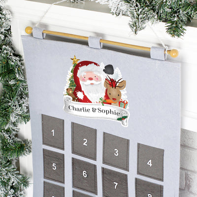 Personalised Felt Santa Advent Calendar In Silver Grey - Shop Personalised Gifts