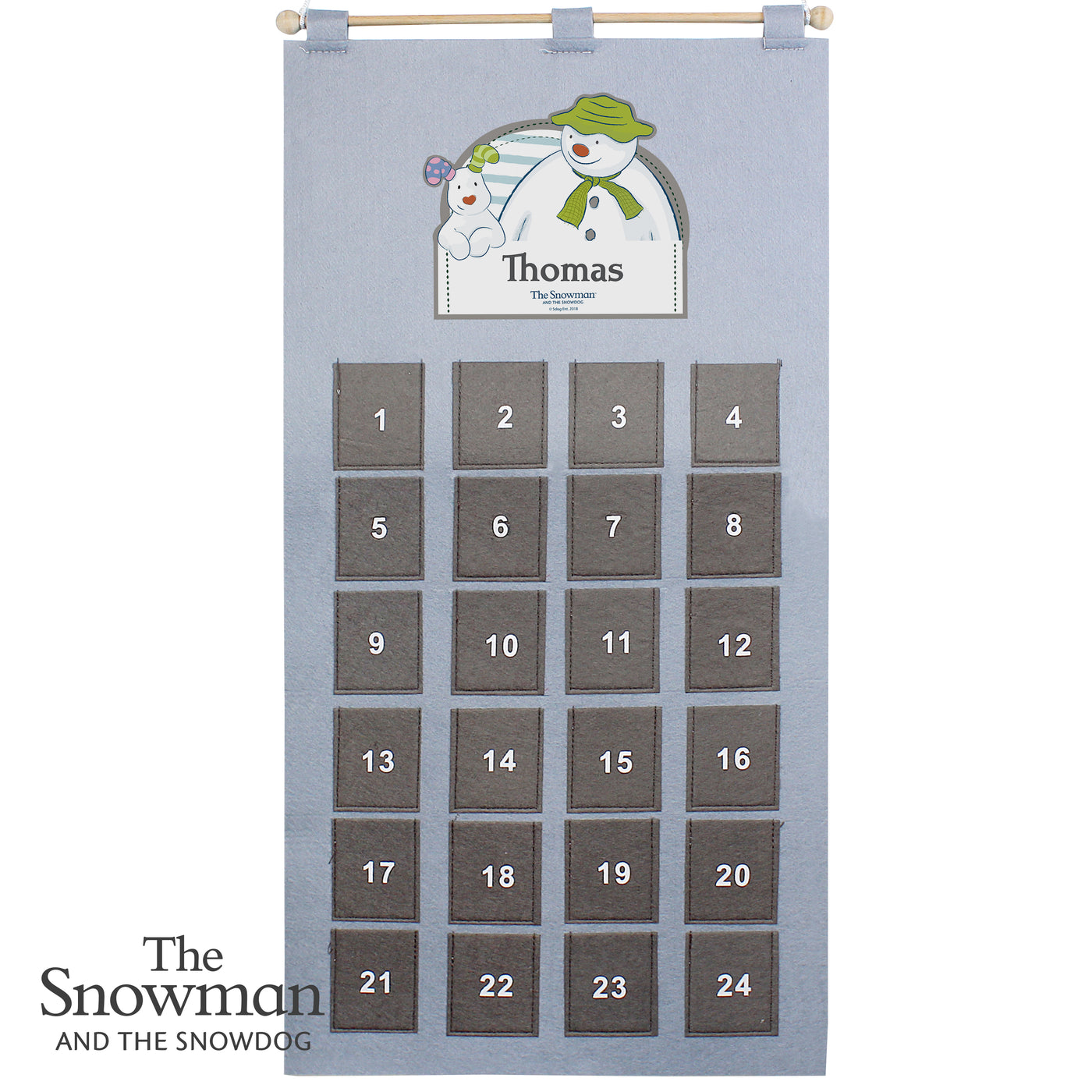 Personalised The Snowman Advent Calendar In Silver Grey