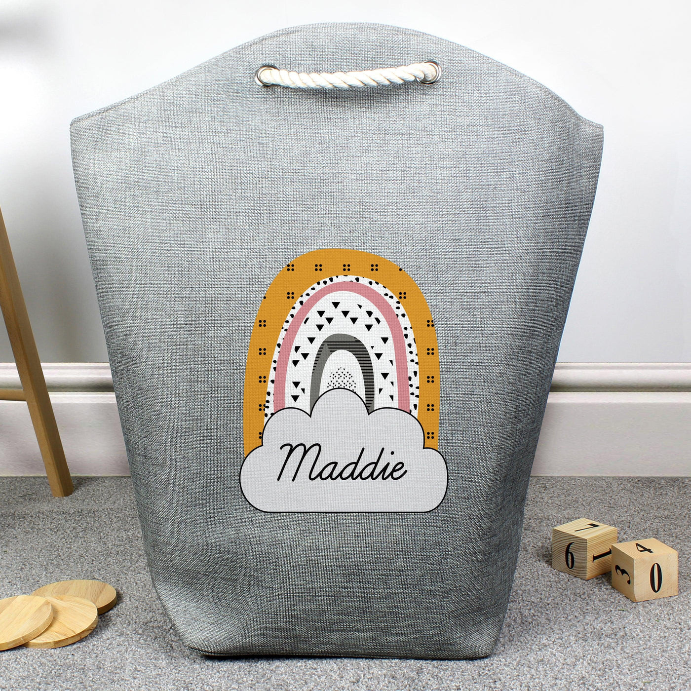 Personalised Mustard & Pink Rainbow Storage Bag - Shop Personalised Gifts