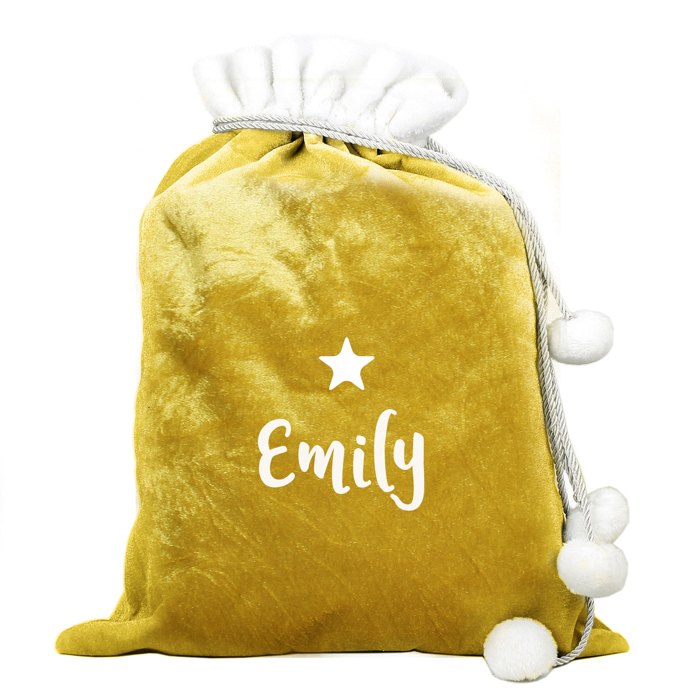Personalised Name Only Gold Luxury Pom Pom Sack - Shop Personalised Gifts