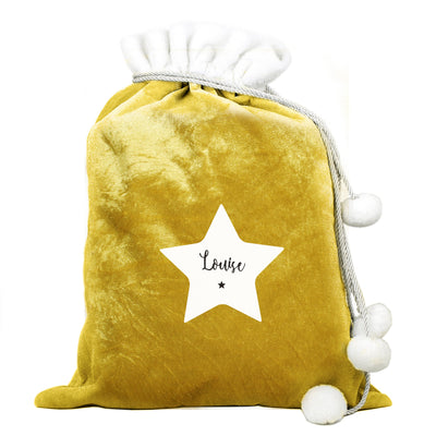 Personalised Star Gold Luxury Pom Pom Sack - Shop Personalised Gifts
