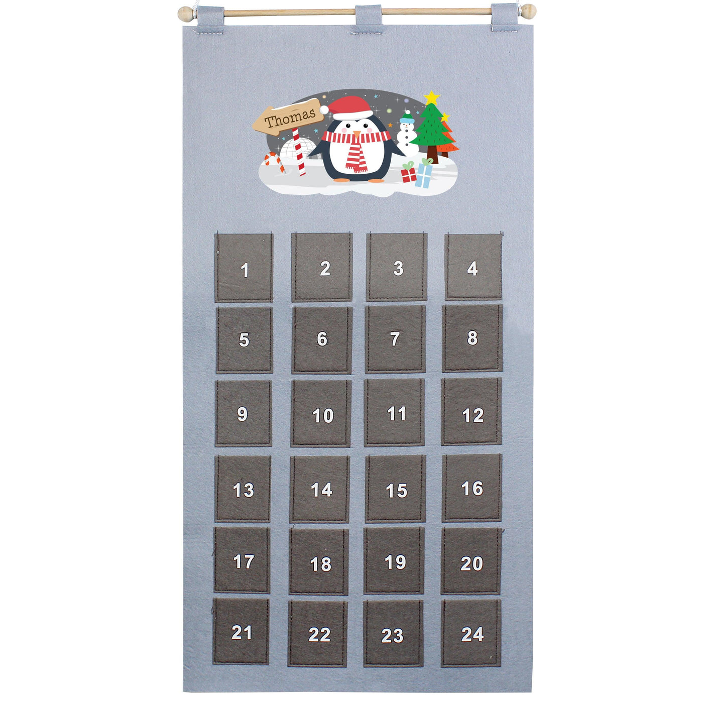 Personalised Christmas Penguin Advent Calendar In Silver Grey - Shop Personalised Gifts