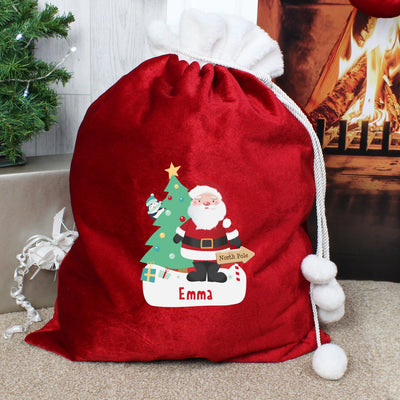 Personalised Santa Luxury Pom Pom Red Sack - Shop Personalised Gifts