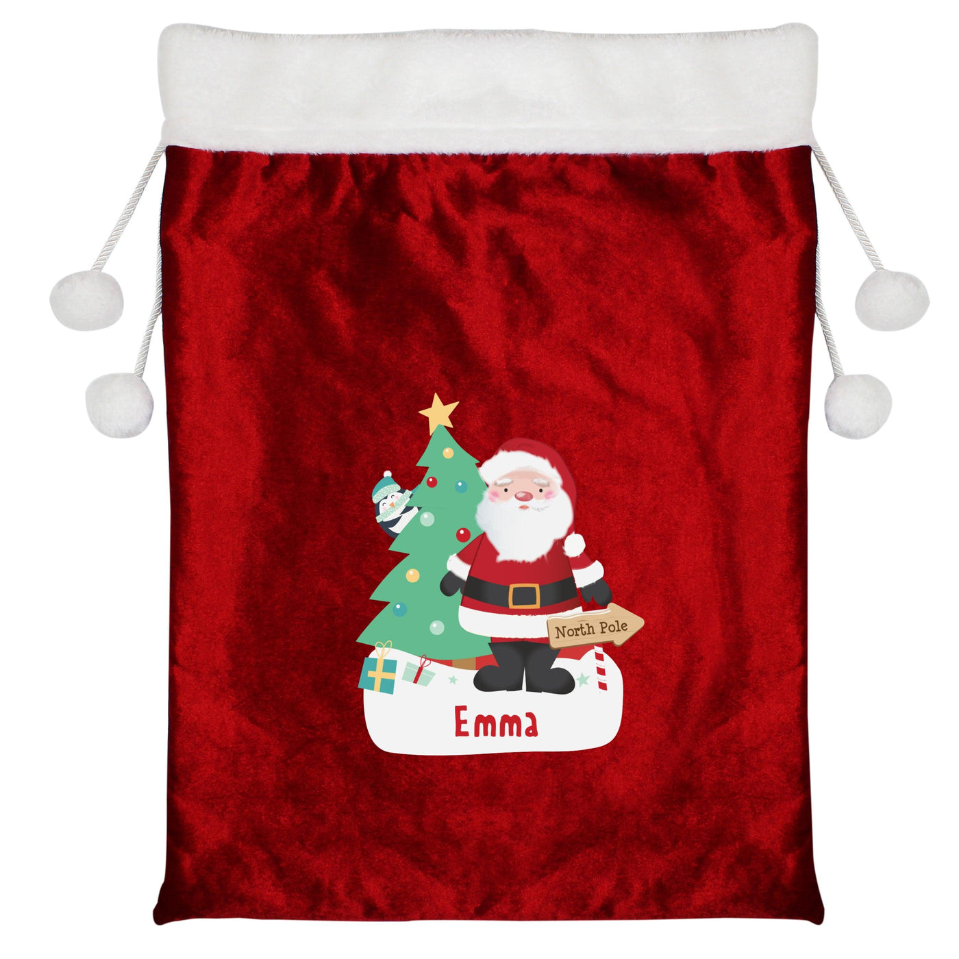 Personalised Santa Luxury Pom Pom Red Sack - Shop Personalised Gifts