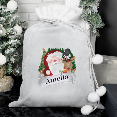 Personalised Grey Christmas Santa Sack for Christmas