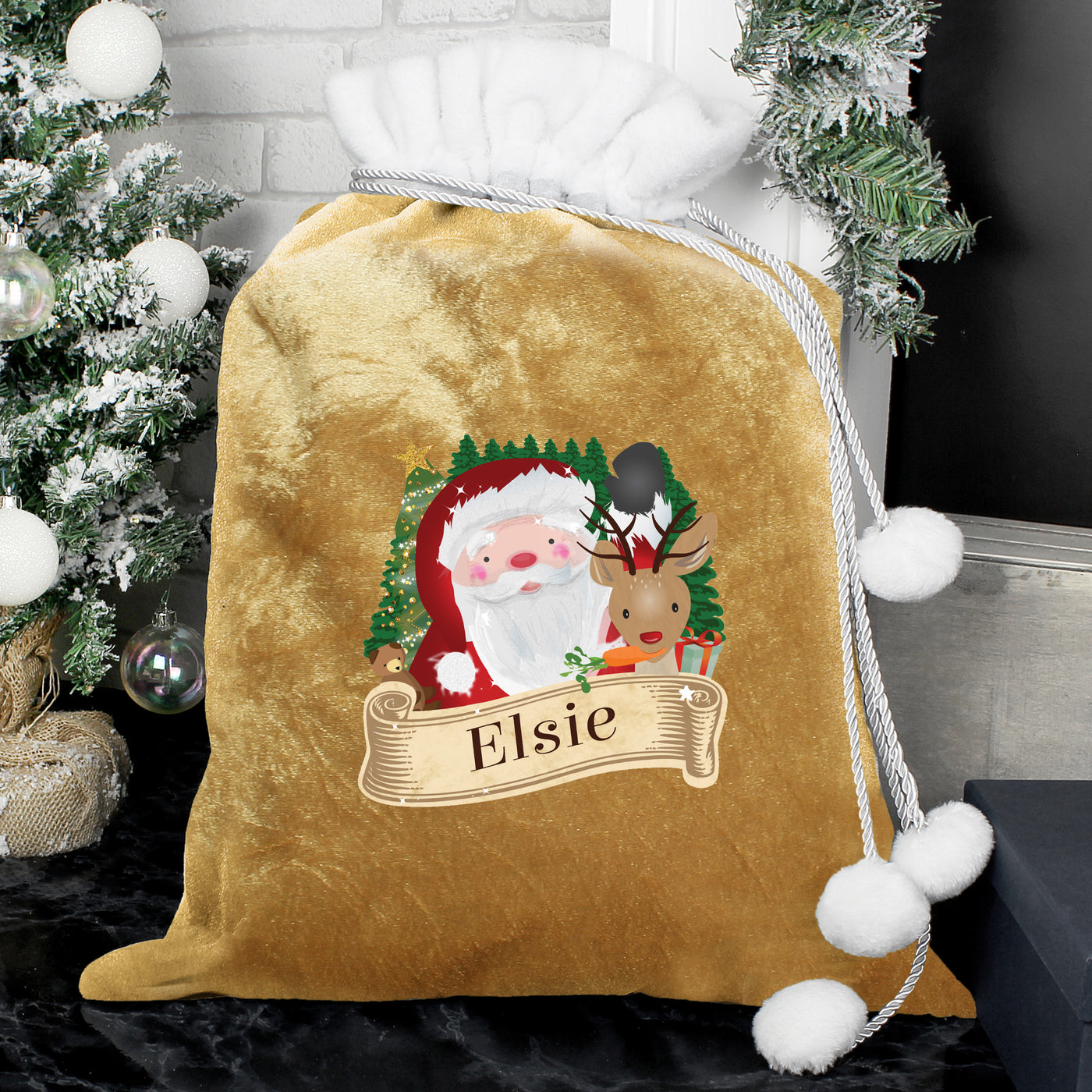 Personalised Gold Christmas Santa Sack for Christmas
