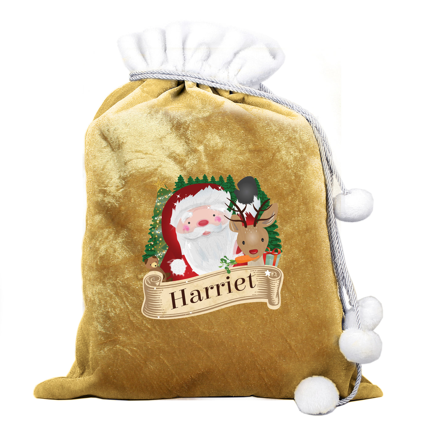 Personalised Gold Christmas Santa Sack for Christmas