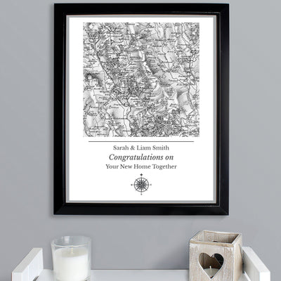 Personalised 1805 - 1874 Old Series Map Compass Black Framed Print - Shop Personalised Gifts