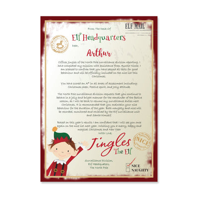 Personalised Elf Surveillance Christmas Letter - Shop Personalised Gifts