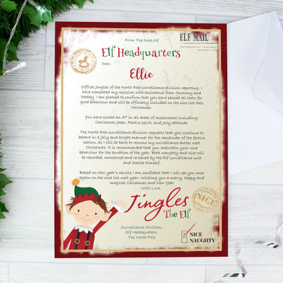 Personalised Elf Surveillance Christmas Letter - Shop Personalised Gifts