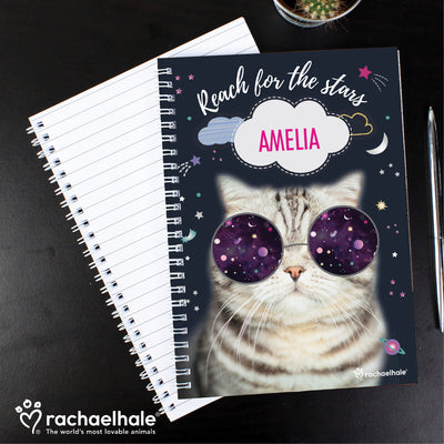 Personalised Rachael Hale Space Cat A5 Notebook