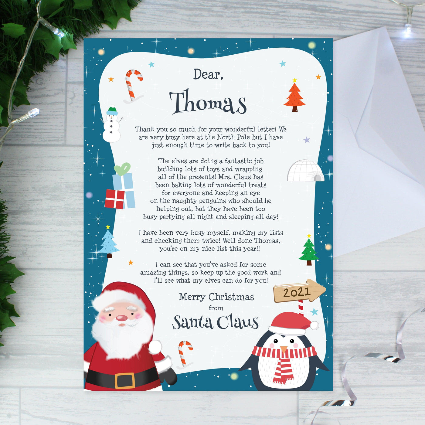 Personalised Christmas Penguin Letter - Shop Personalised Gifts