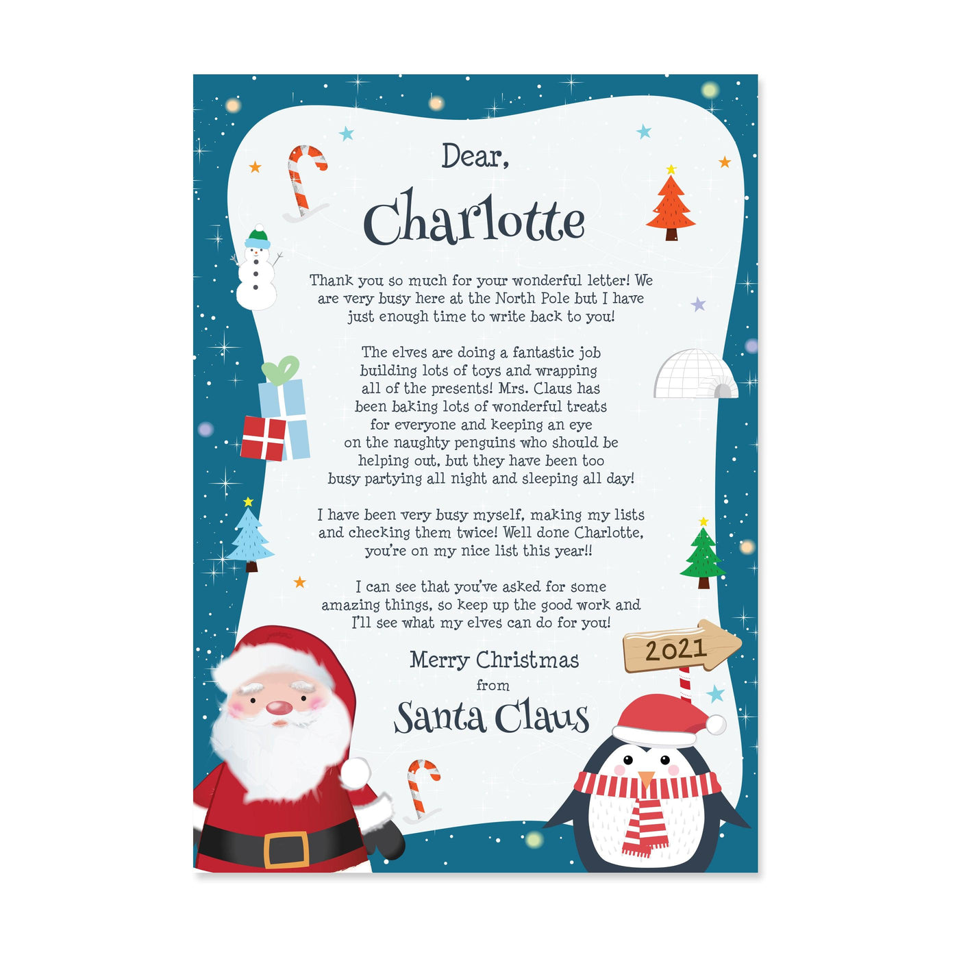 Personalised Christmas Penguin Letter - Shop Personalised Gifts