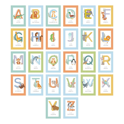 Personalised Animal Alphabet A4 White Framed Print - Shop Personalised Gifts