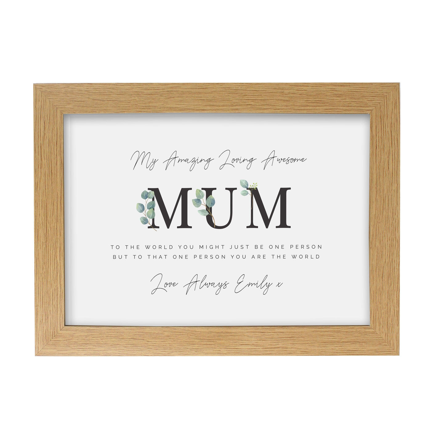Personalised Botanical Mum A4 Oak Framed Print - Shop Personalised Gifts