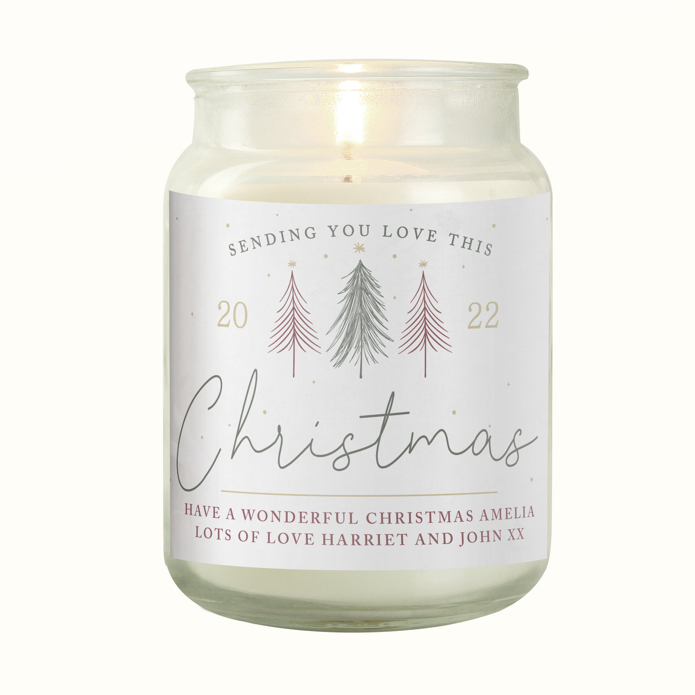 Personalised Sending You Love Christmas Large Scented Jar Wax Candle