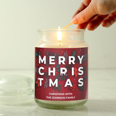 Personalised Christmas Large Scented Jar Wax Candle