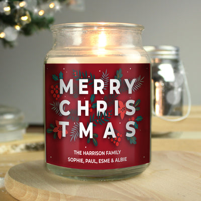 Personalised Christmas Large Scented Jar Wax Candle