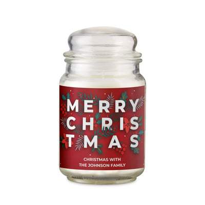 Personalised Christmas Large Scented Jar Wax Candle