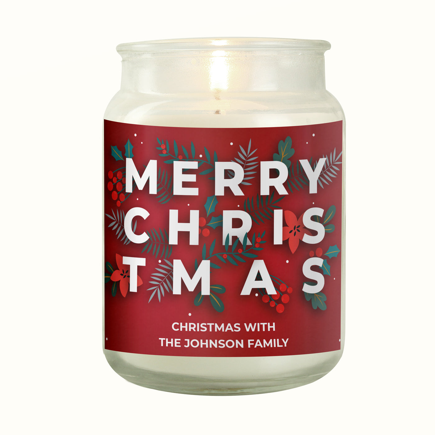 Personalised Christmas Large Scented Jar Wax Candle