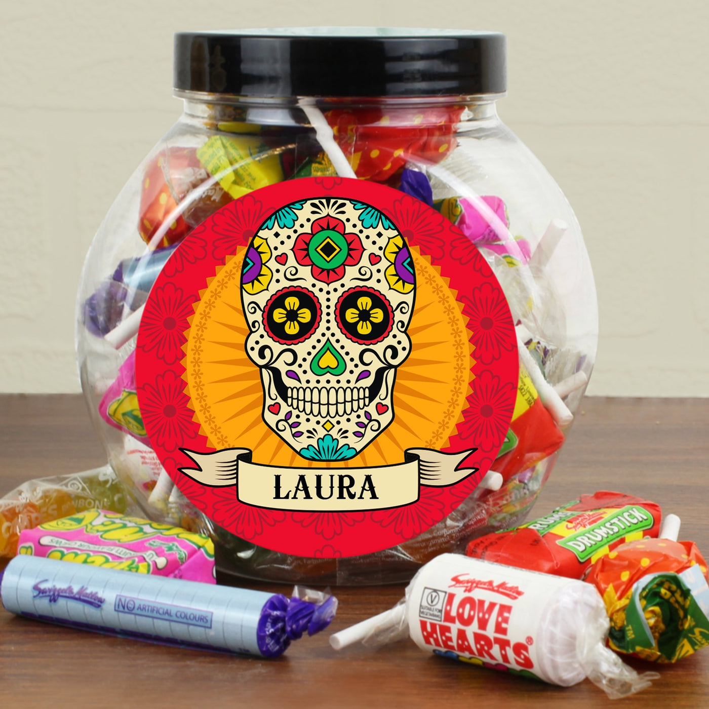Personalised Halloween Sugar Skull Sweet Jar - Shop Personalised Gifts