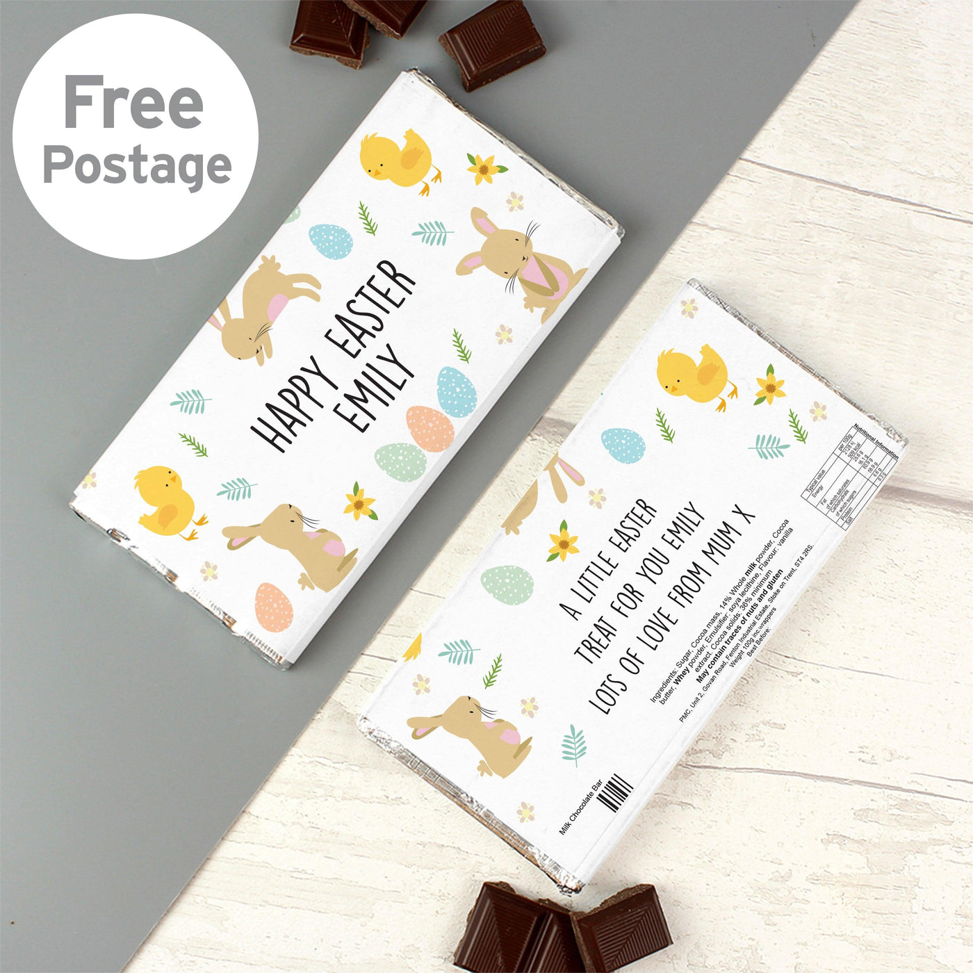 Personalised Easter Bunny & Chick Milk Chocolate Bar - Shop Personalised Gifts