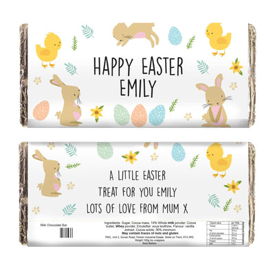 Personalised Easter Bunny & Chick Milk Chocolate Bar - Shop Personalised Gifts